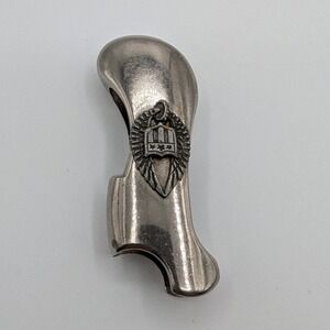 Vintage Silver Tone Metal Lighter Case Sleeve with Raised Shield Crest Emblem